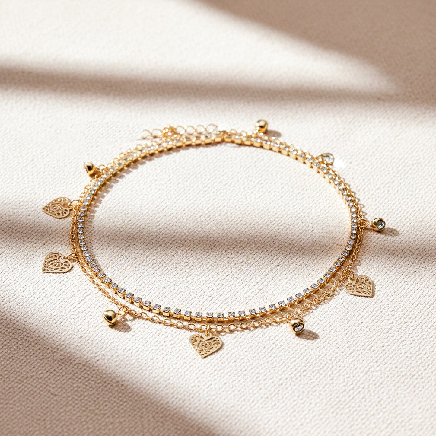 Elite Sparkling Heart Anklet