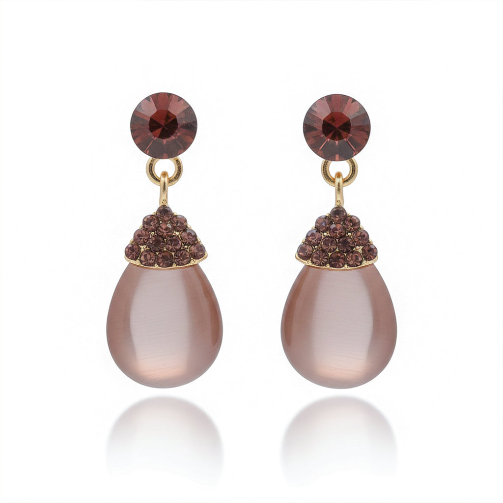 Elegant Mauve Pearl Drop Earrings