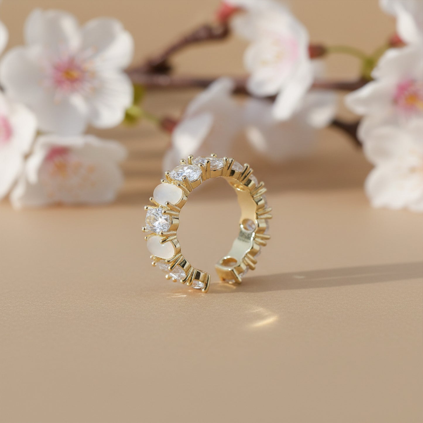 Opaline Luxe Zircon Adjustable Ring