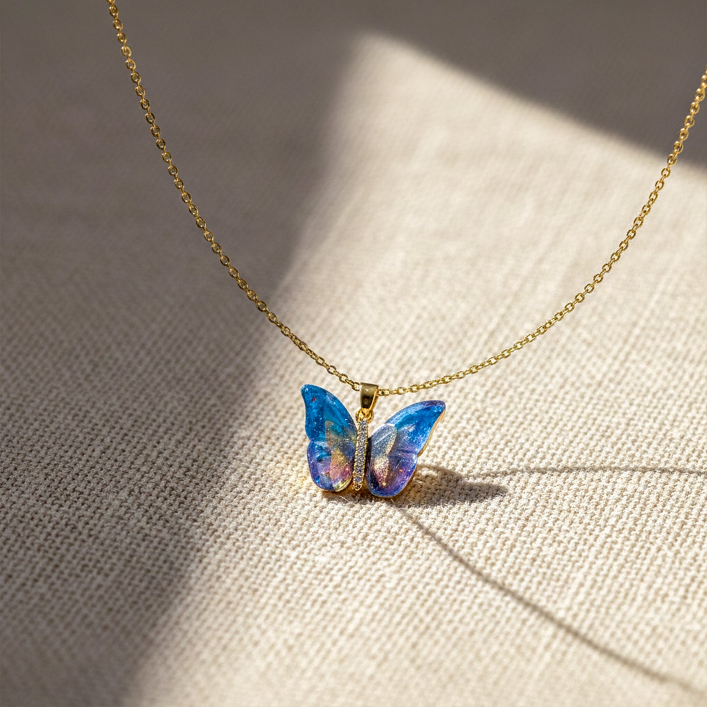 Iridesa Butterfly Gold Pendant Necklace
