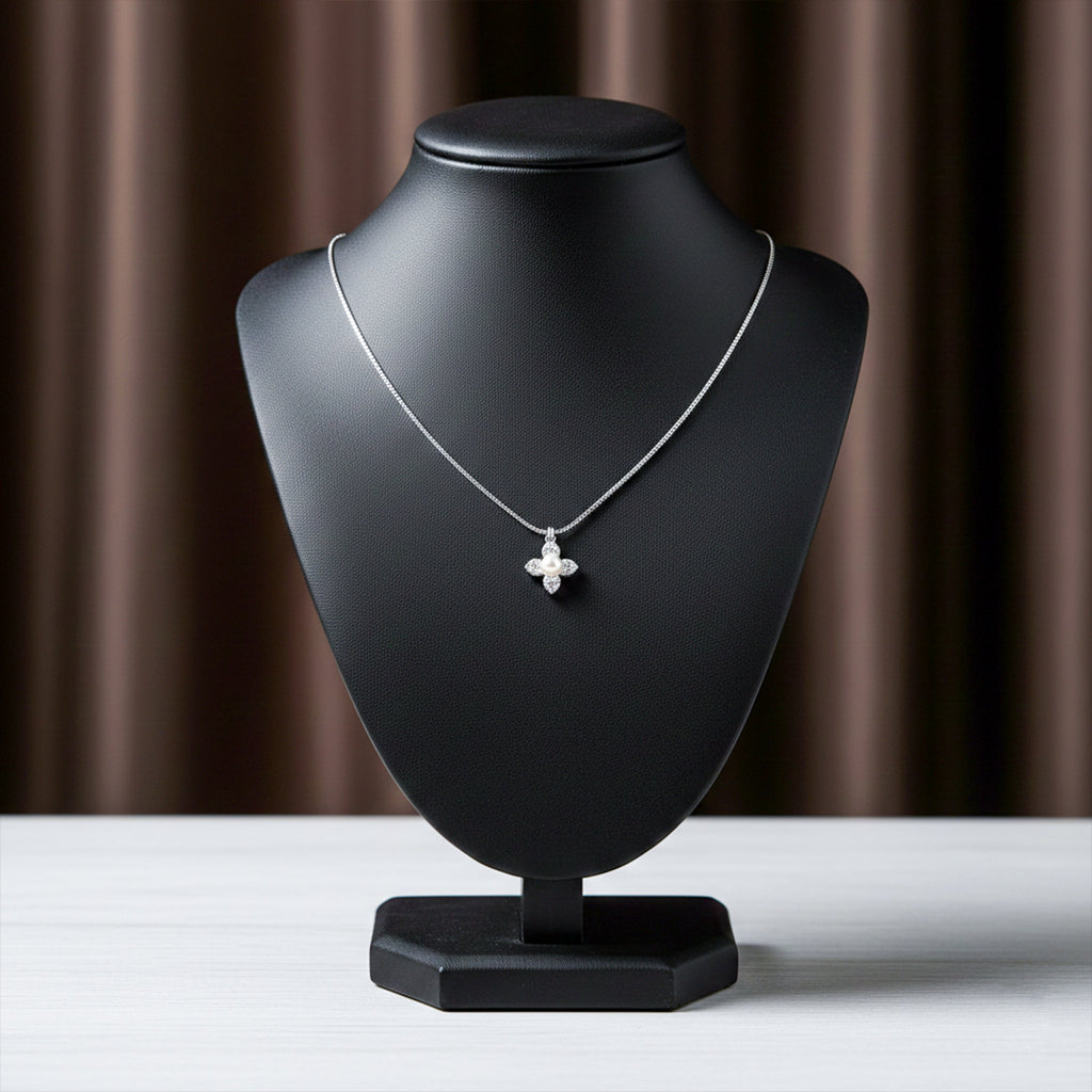 Timeless Pearl & Crystal Petal Necklace