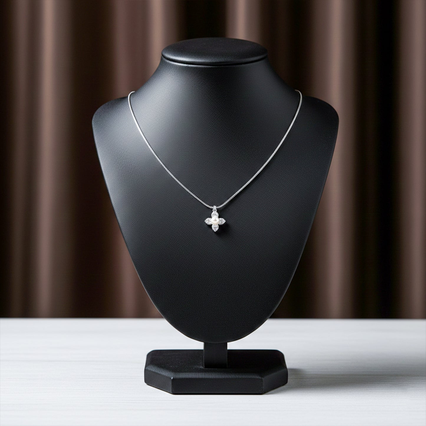 Timeless Pearl & Crystal Petal Necklace