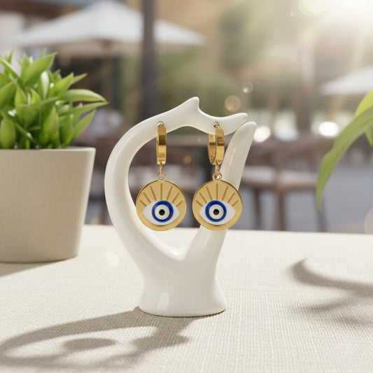 Evil Eye Round Earrings