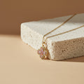 Pink Blossom Flower Pendant Gold Necklace