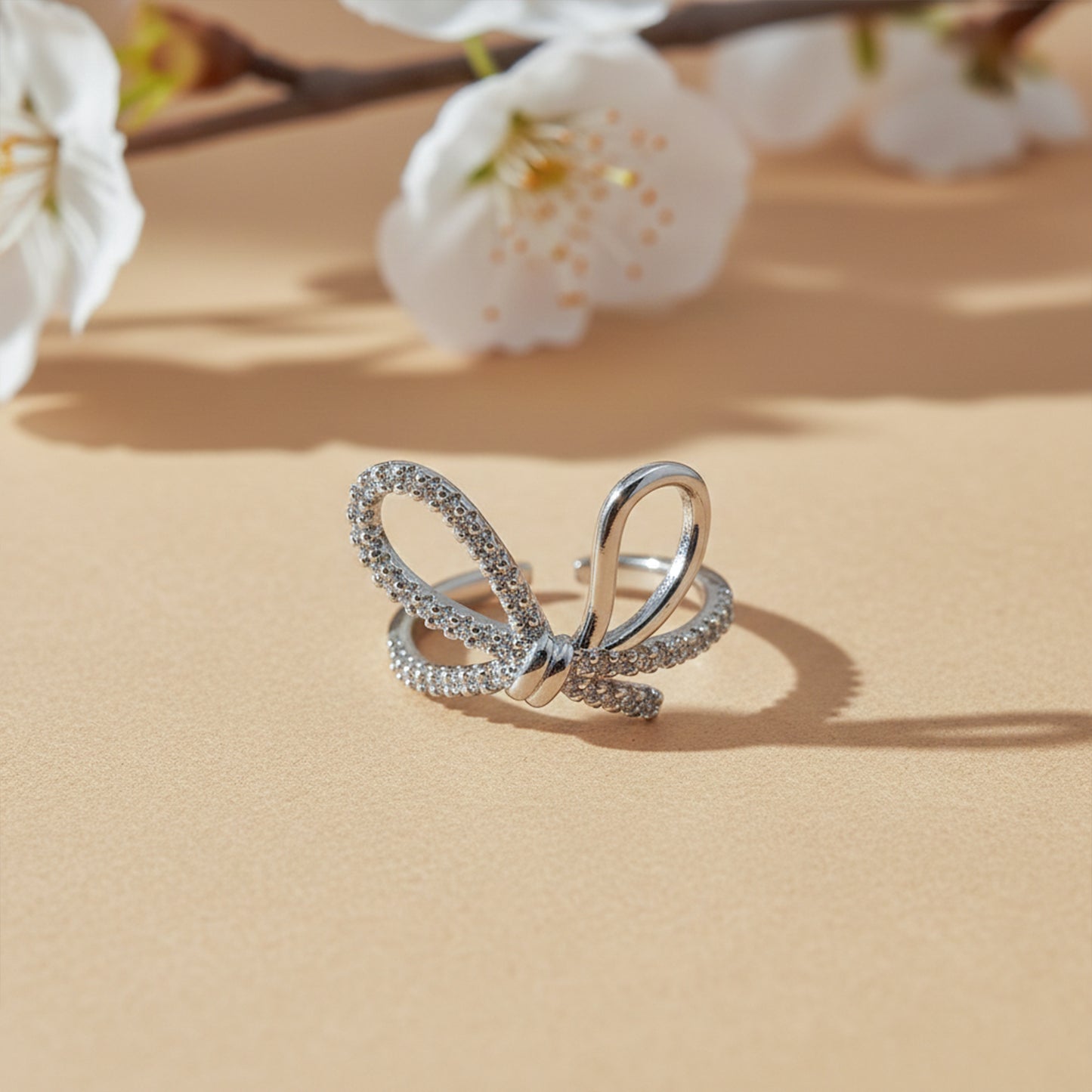 Celeste Sparkle Bow Infinity Ring