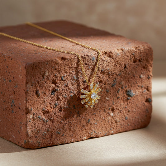 Aurielle Sunburst Diamond Pendant Necklace