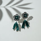 Enamel Floral Ribbon Earrings