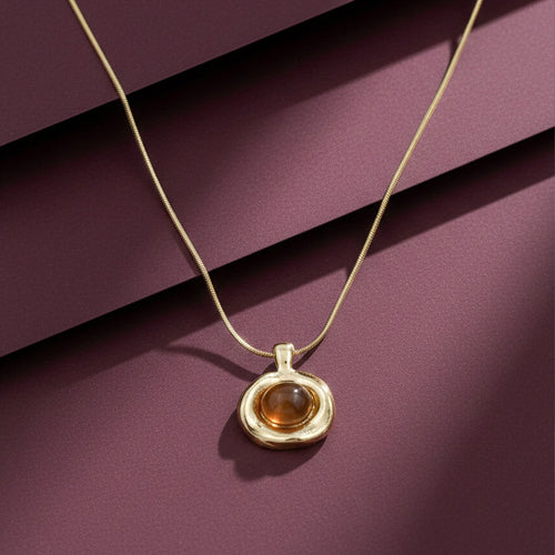 Amber Glow Gold Pendant Necklace