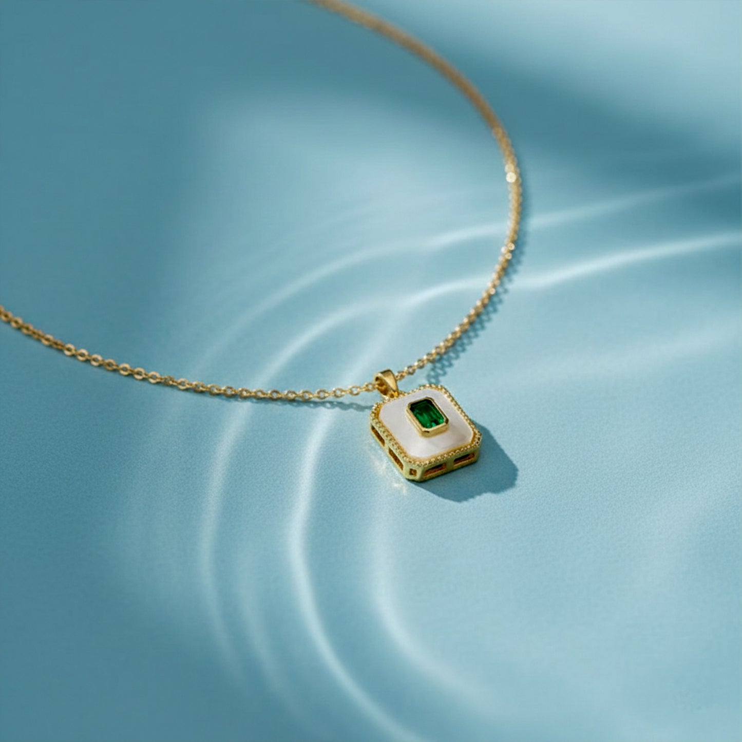 Celestine Royal Green Stone Gold Necklace