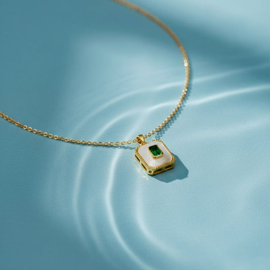 Celestine Royal Green Stone Gold Necklace