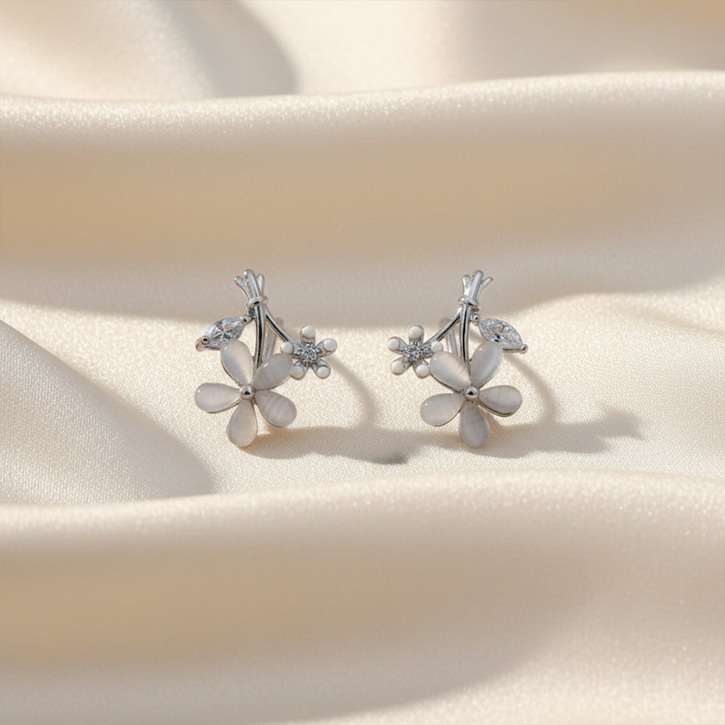 Ivory Blossom Crystal Luxe Stud Earrings