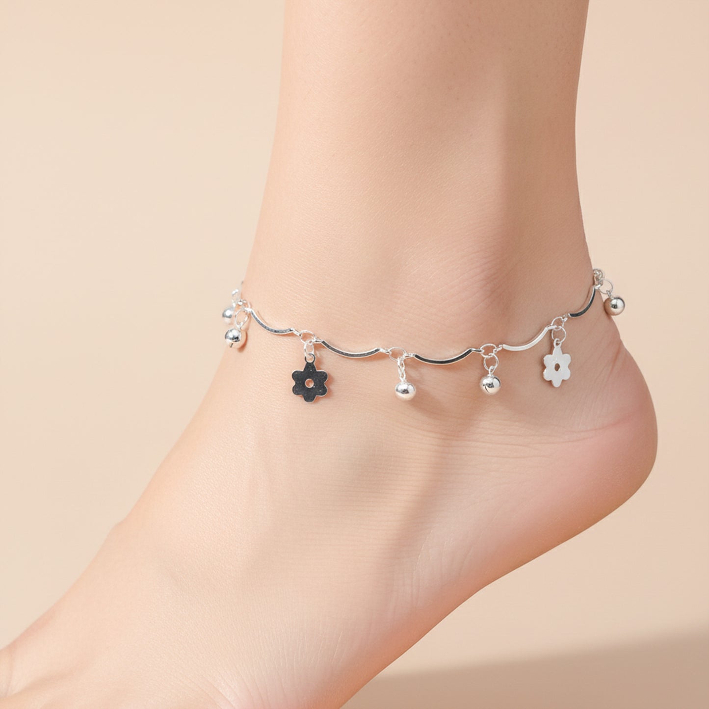 Luna Floral Charm Anklet