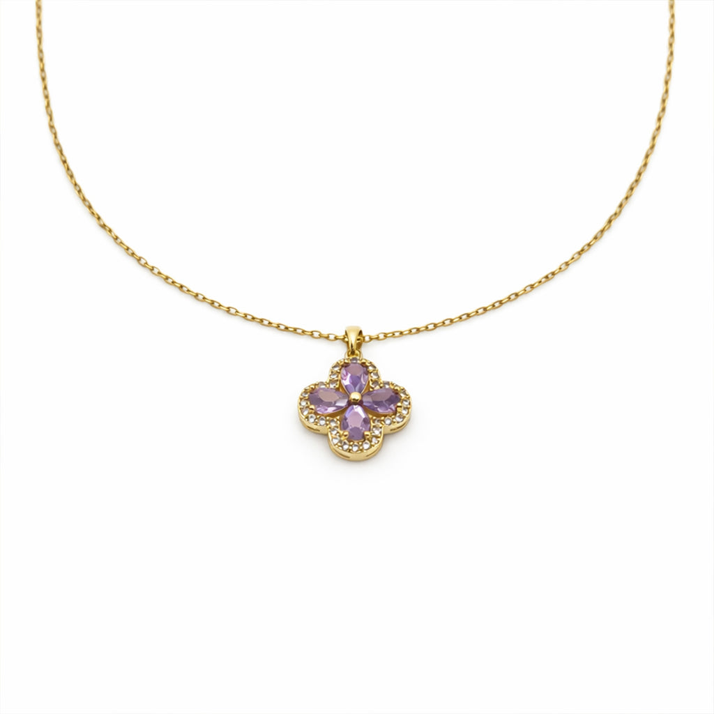 Pink Petal Crystal Flower Necklace