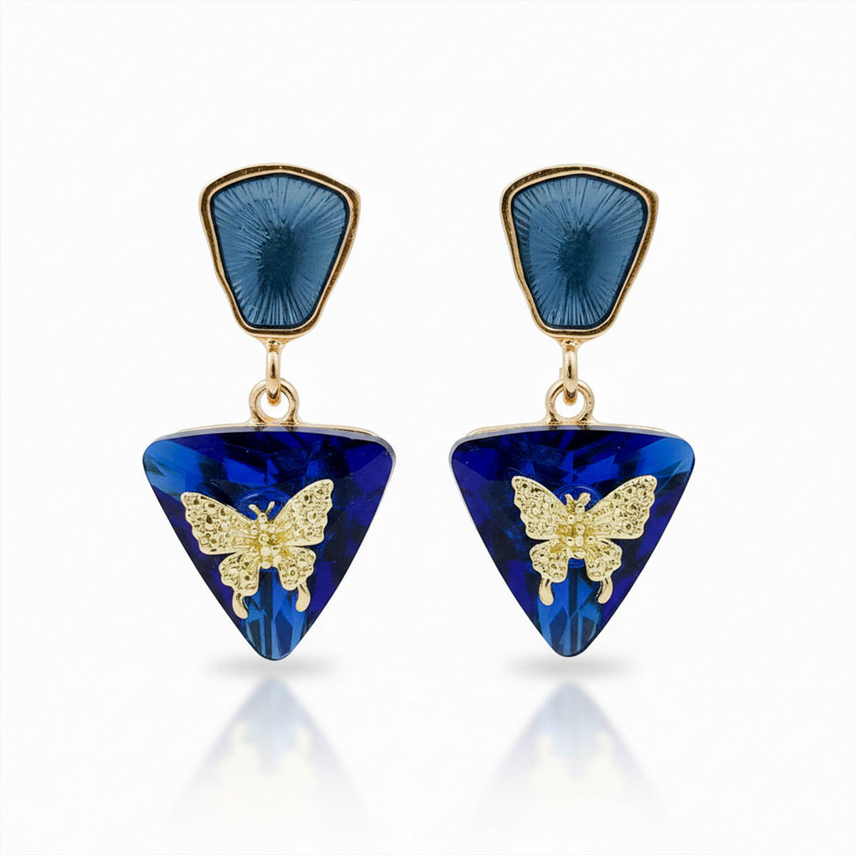 Butterfly Charm Blue Drop Earrings
