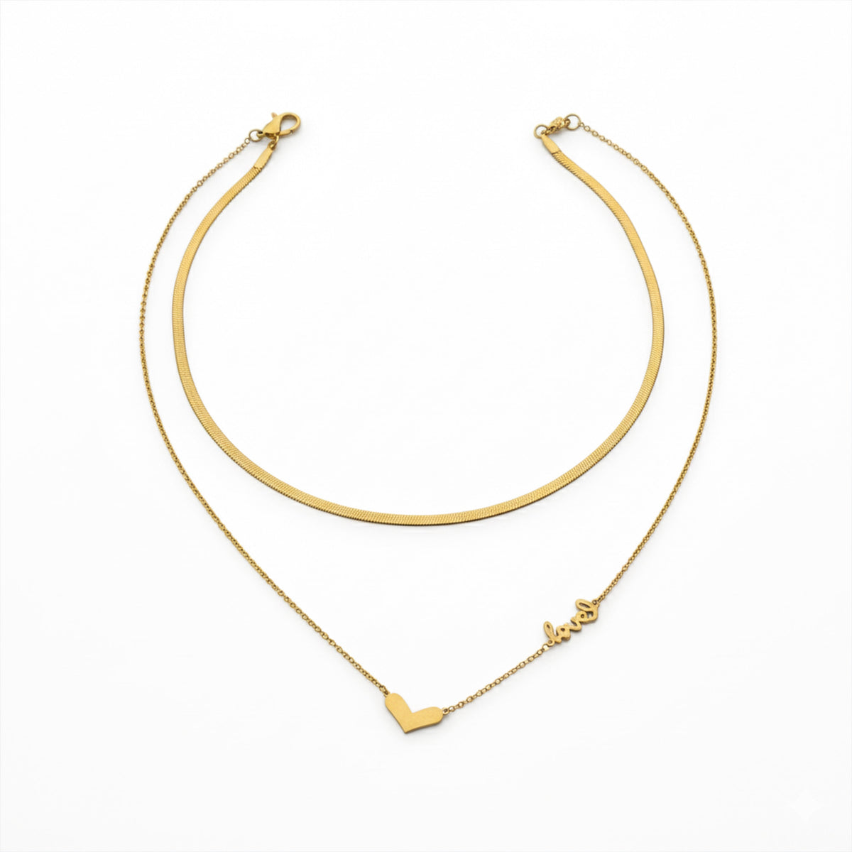 Layered Love Heart Gold Necklace