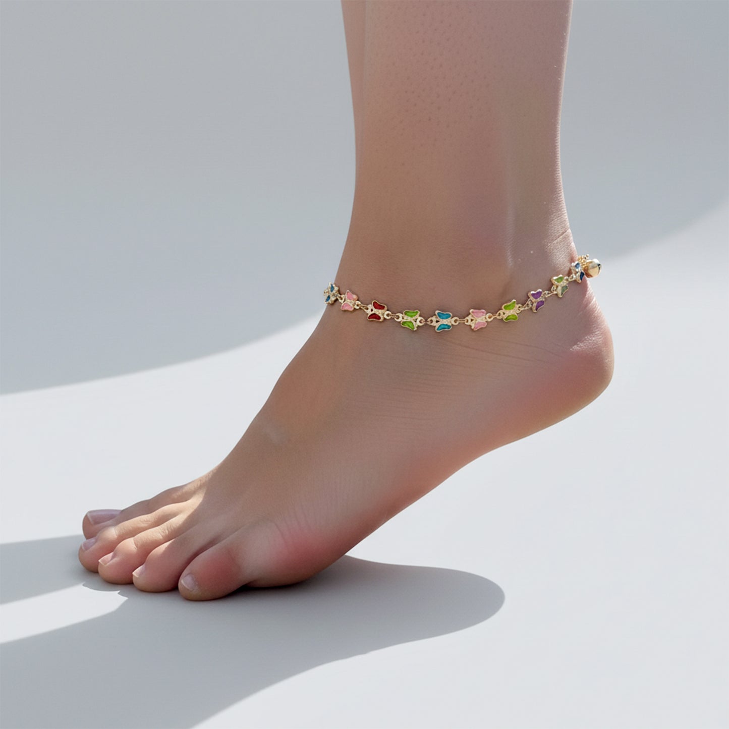 Luxe Multicolor Butterfly Charm Anklet
