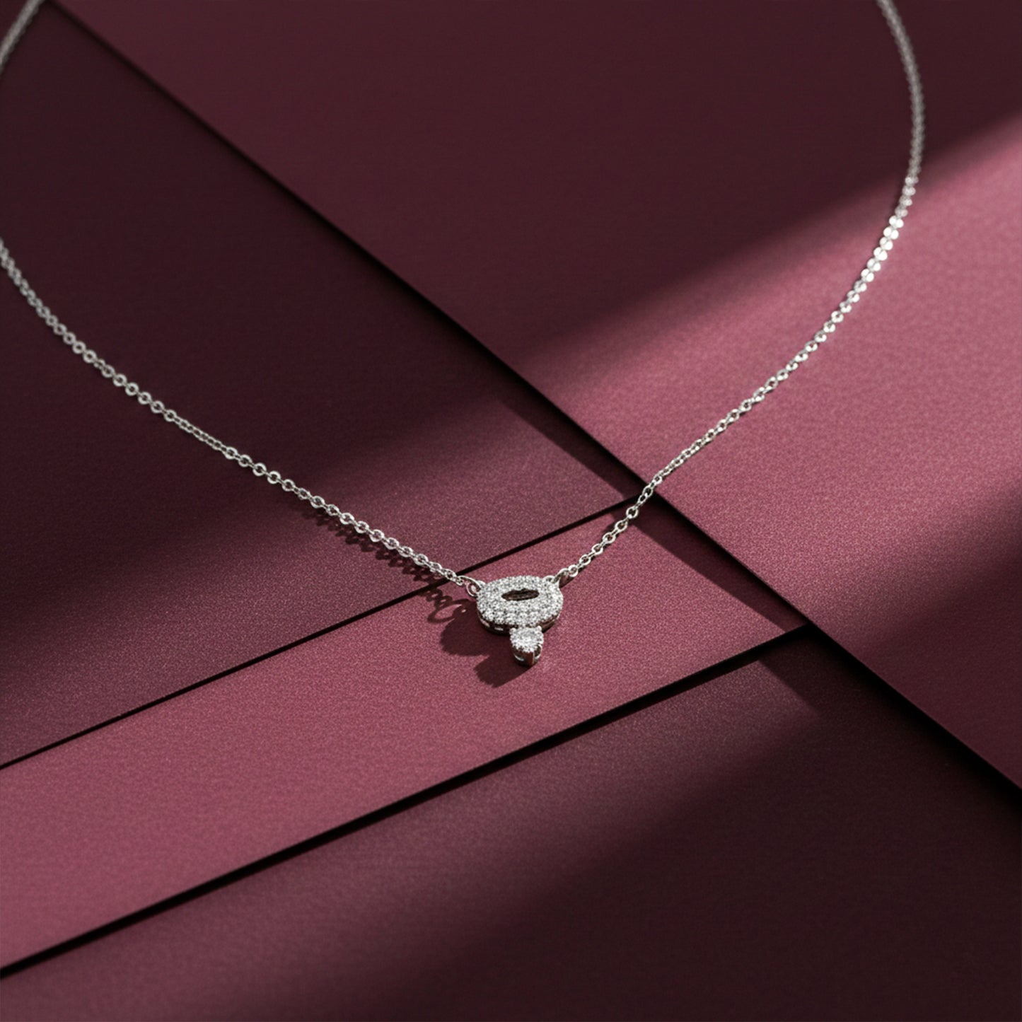 Luxury Halo Diamond Silver Necklace