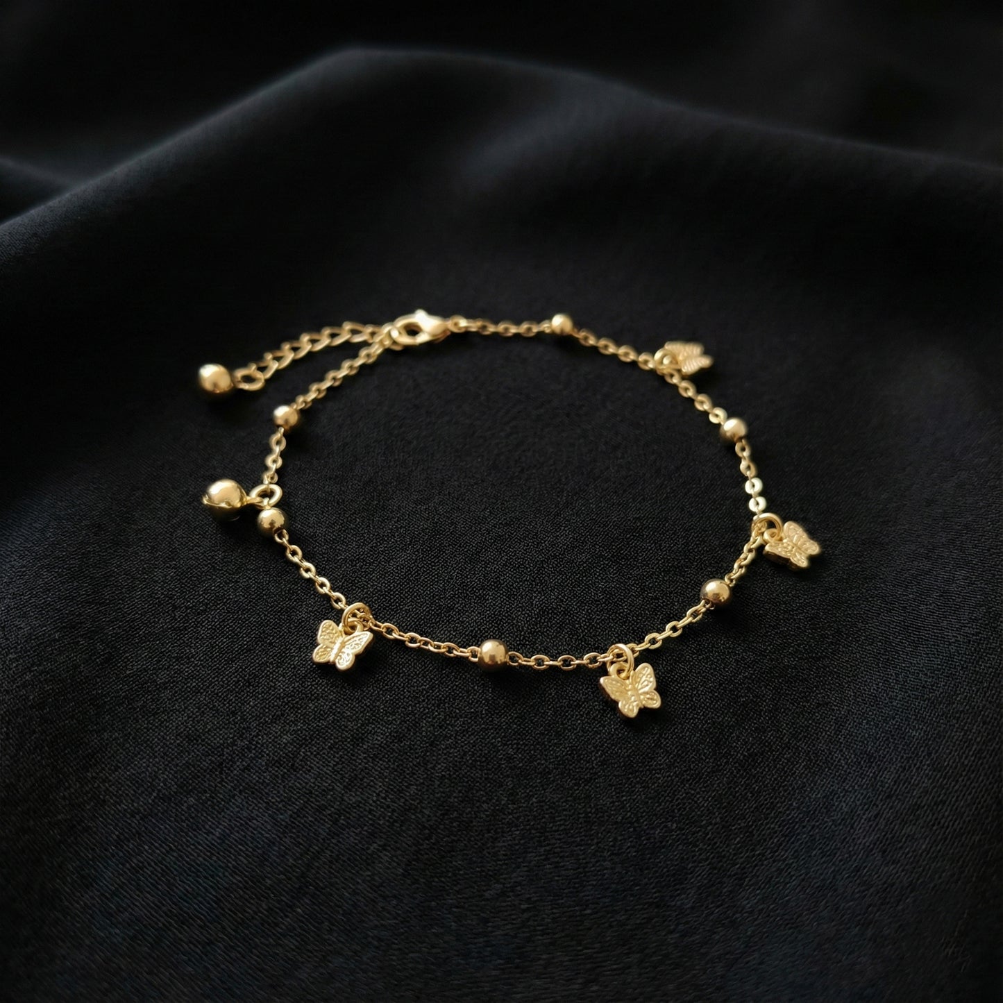 Golden Flutter Butterfly Charm Anklet
