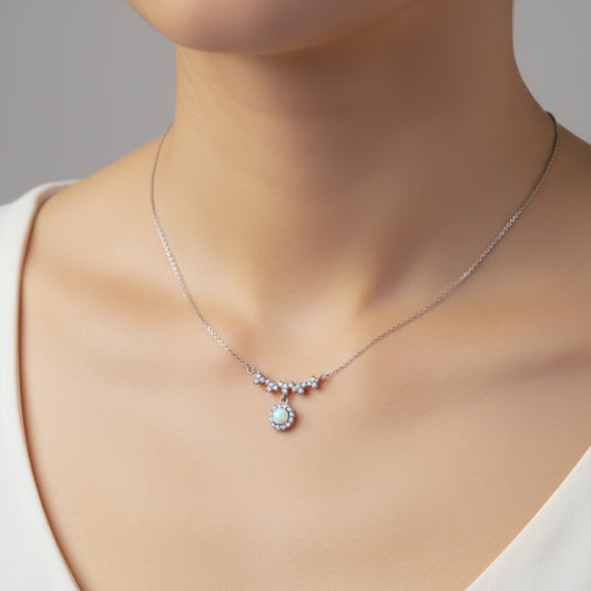 Elegant Opal Drop Pendant Necklace
