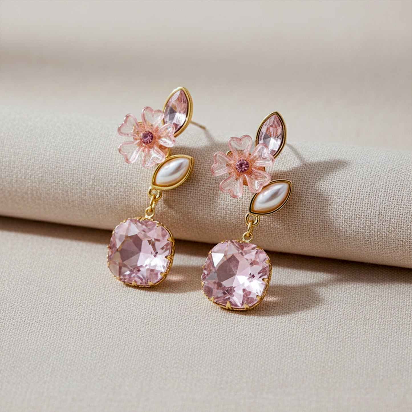 Pink Blossom Elegance Drop Earrings