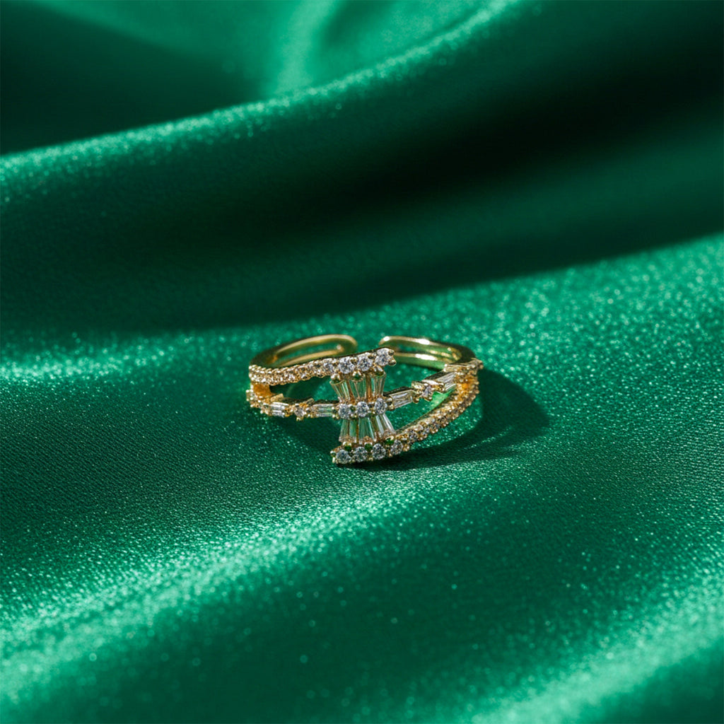 Regal Sparkle Criss-Cross Band Ring
