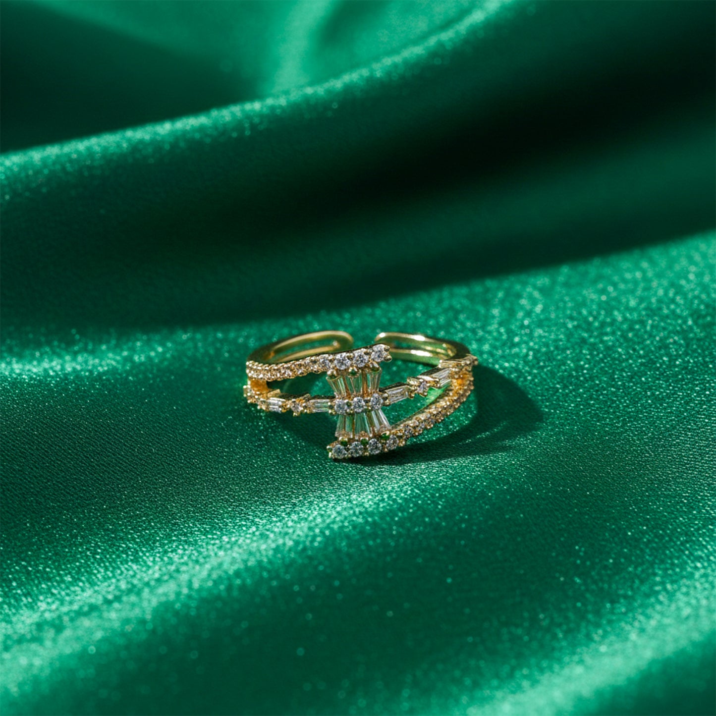 Regal Sparkle Criss-Cross Band Ring