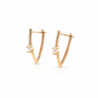 Rose Gold V Shape Crystal Earrings