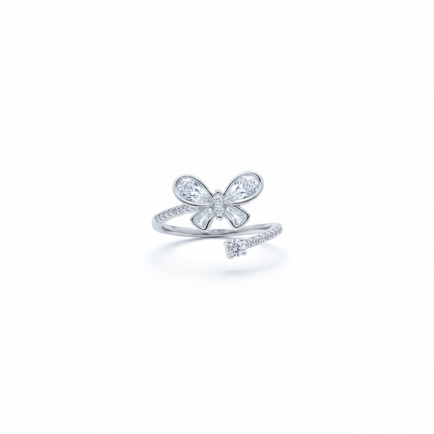 Elegant Crystal Bow Ribbon Ring