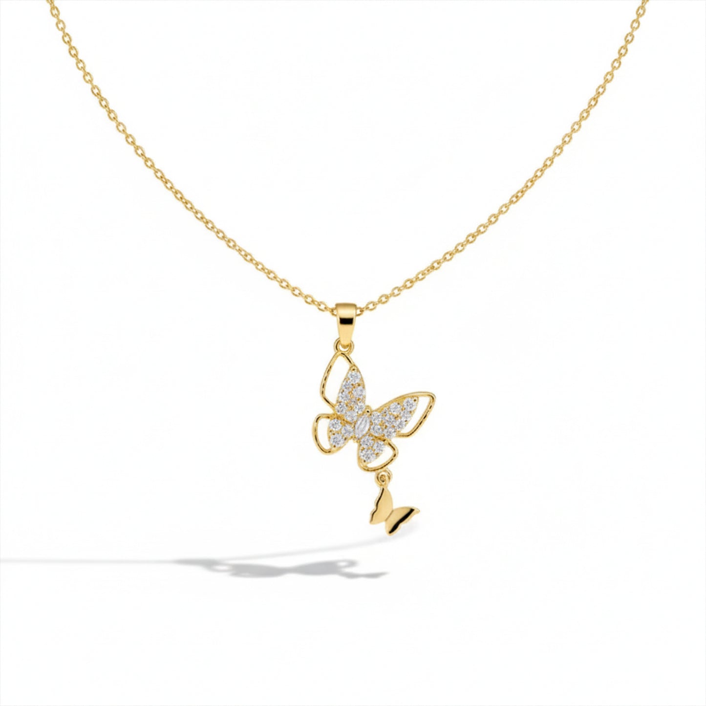 Royal Crystal Butterfly Drop Necklace