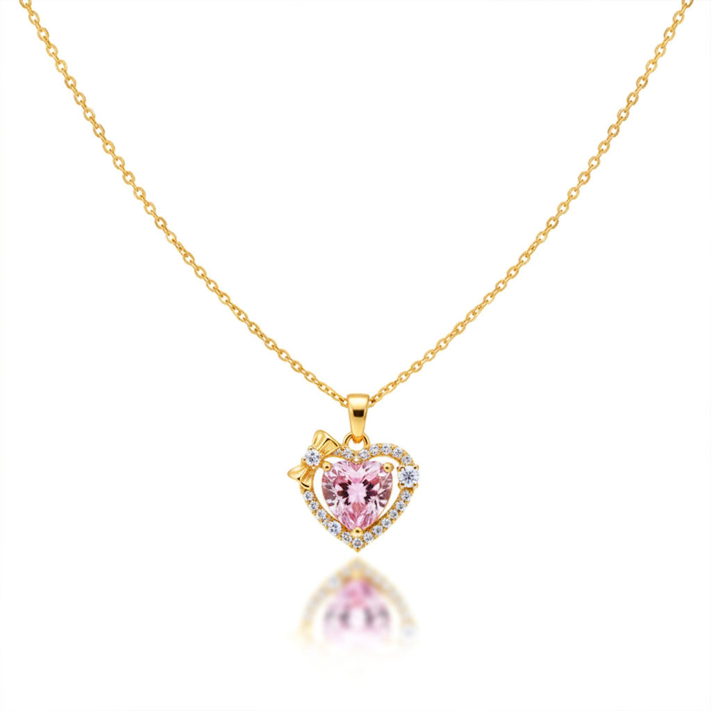 Pink Heart Gemstone Pendant Necklace