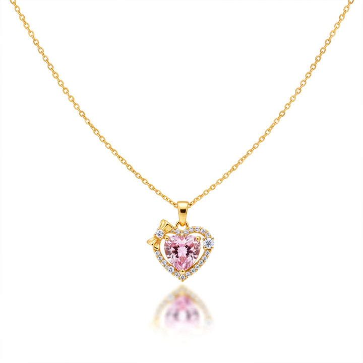 Pink Heart Gemstone Pendant Necklace