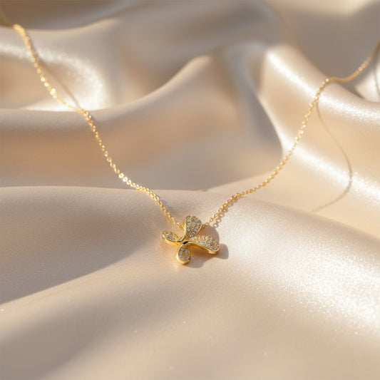 Golden Clover Sparkle Necklace