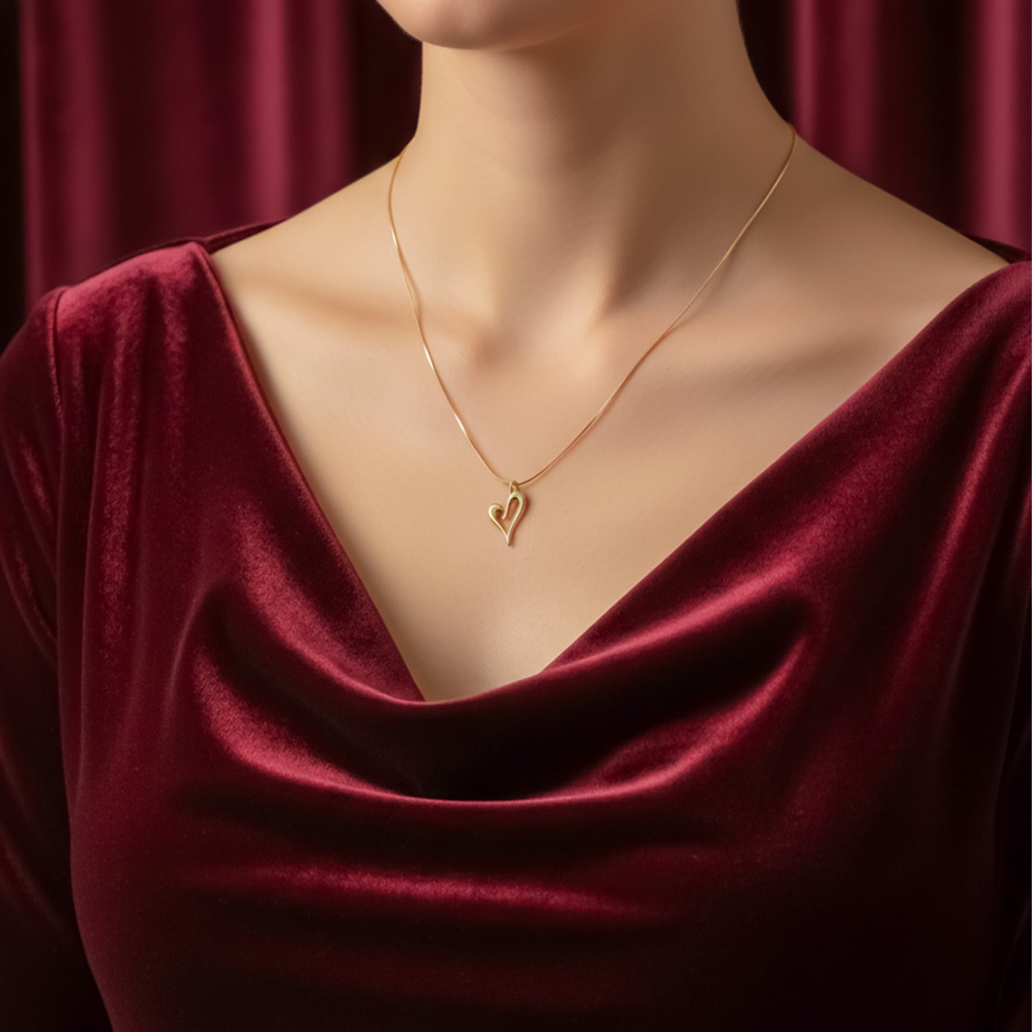 Romantic Gold Heart Pendant Necklace