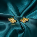 Golden Ginkgo Crystal Earrings