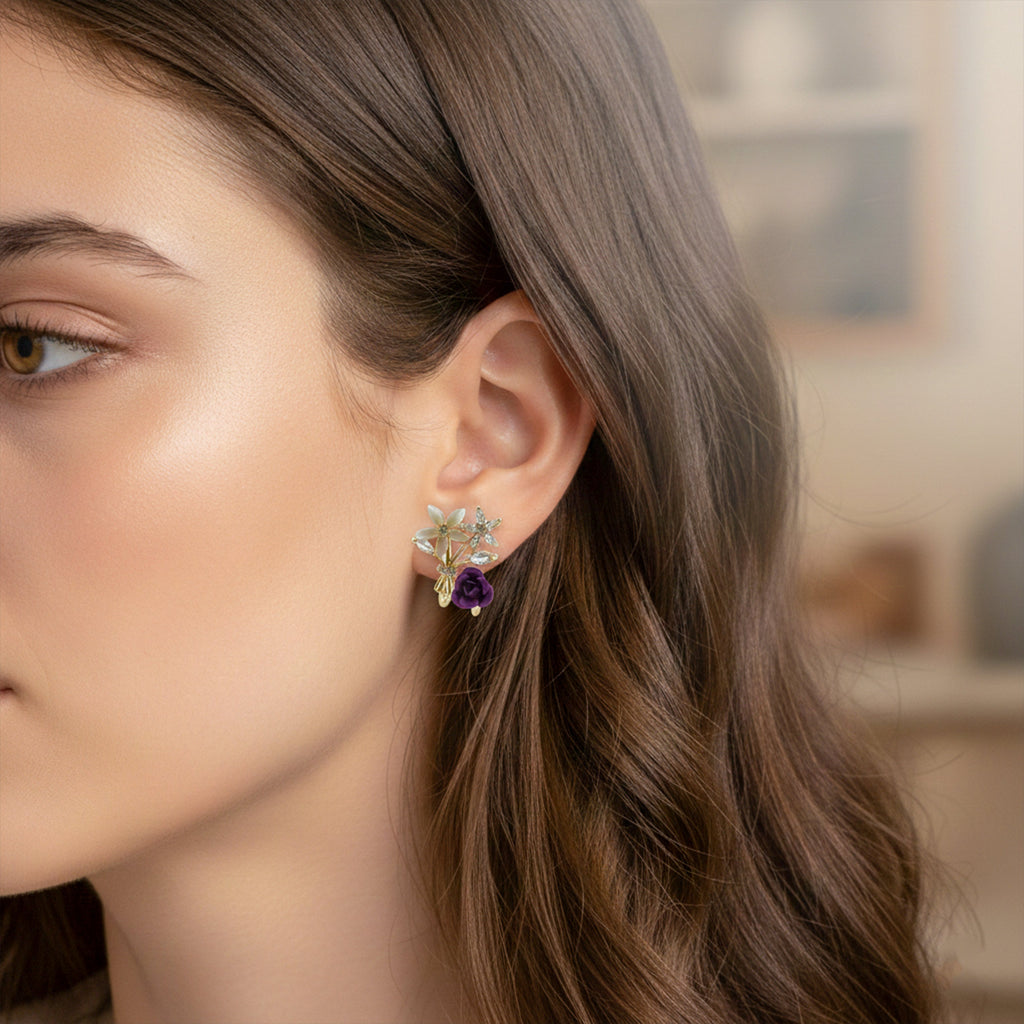 Premium Crystal Purple Stud Earrings