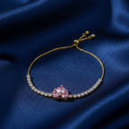 Pink Heart Diamond Tennis Bracelet