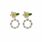 Golden Petal Pearl Circle Earrings