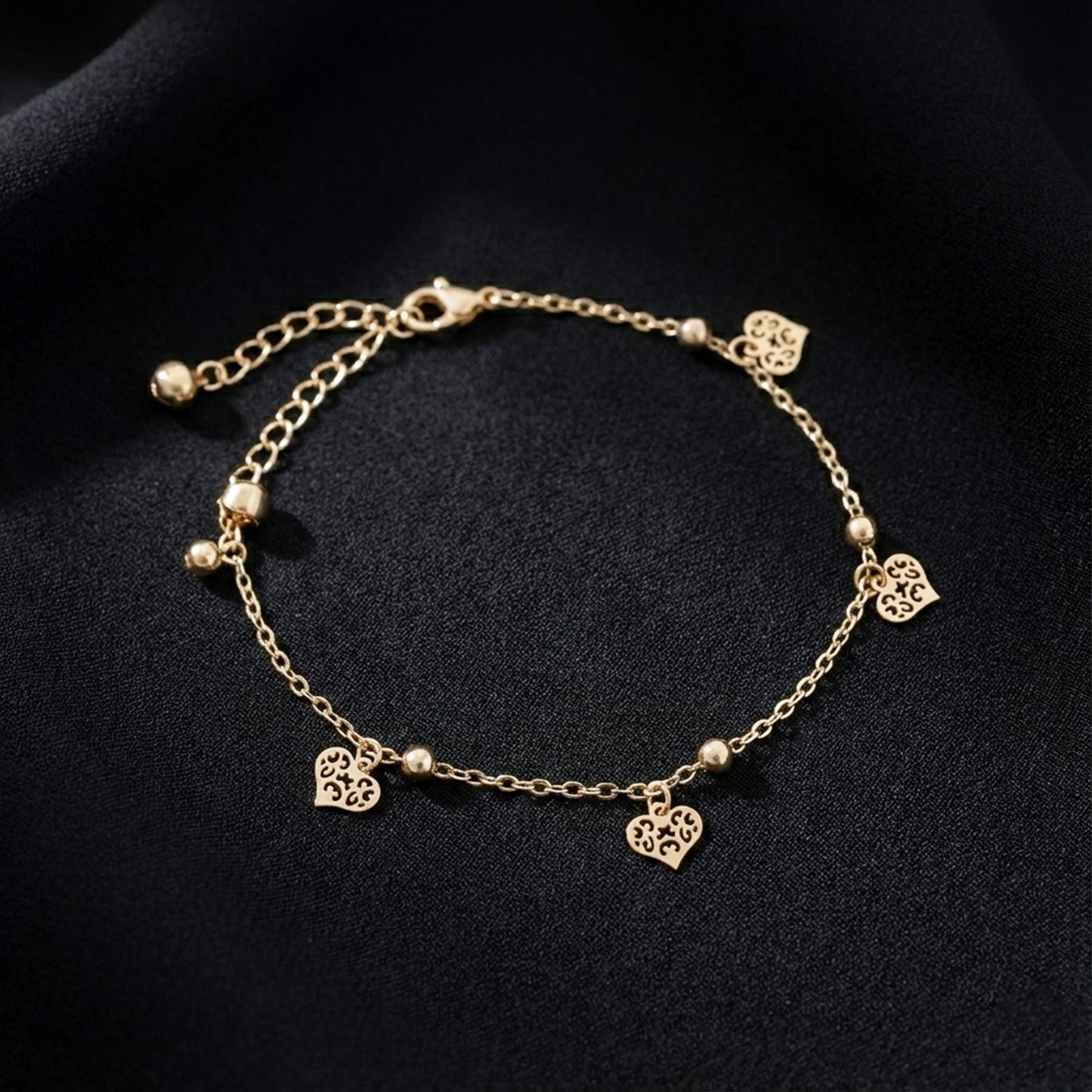 Minimalist Gold Heart Charm Anklet