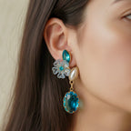 Teal Blossom Drop Earrings