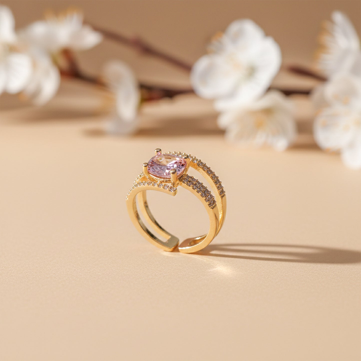 Blush Crown Pink Solitaire Ring