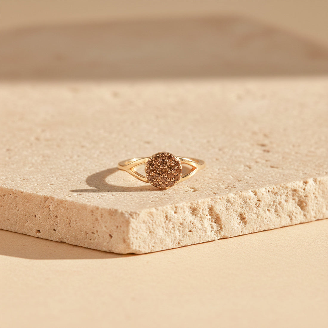 Royal Halo Crystal Gold Ring