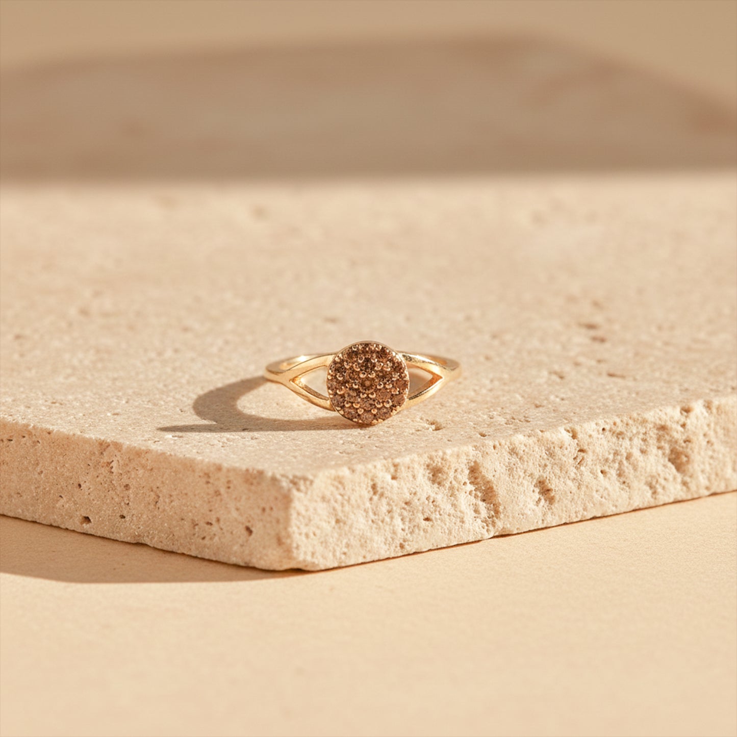 Royal Halo Crystal Gold Ring