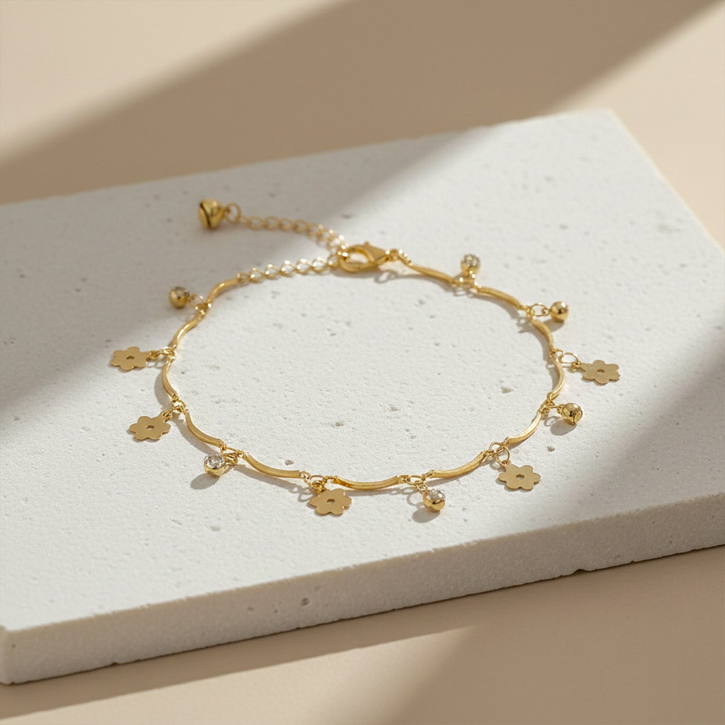 Golden Blossom Charm Anklet