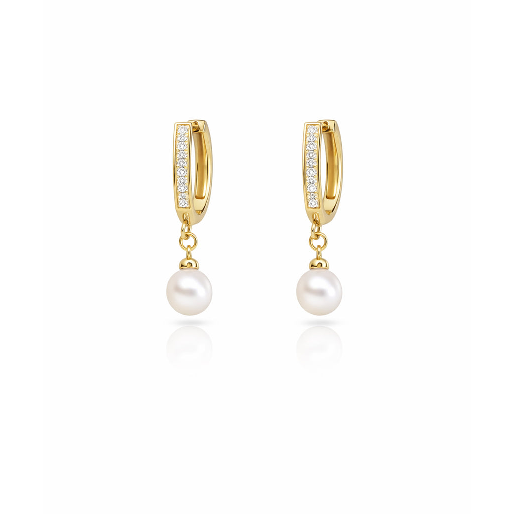 Minimalist Gold Bar Pearl Drop Earrings