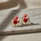 Ruby Petal Charm Earrings