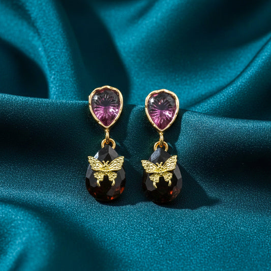 Butterfly Gemstone Drop Earrings