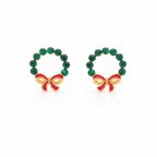 Elite Green Stone Bow Loop Earrings