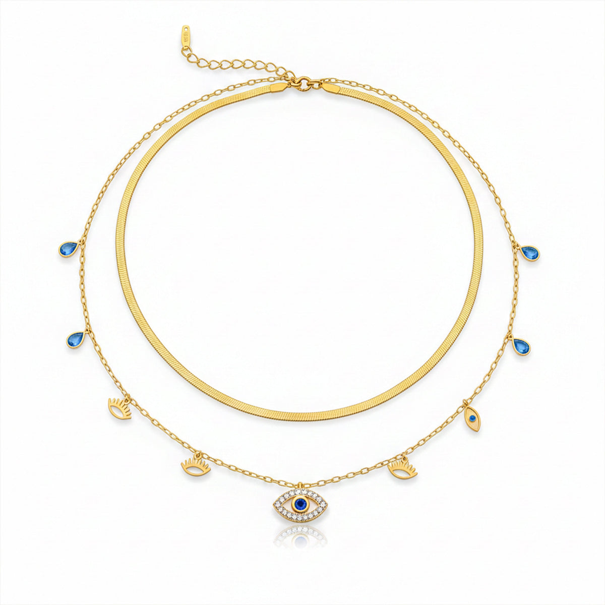 Evil Eye Layered Gold Necklace