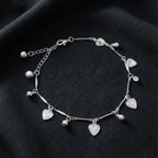 Delicate Silver Heart Charm Anklet