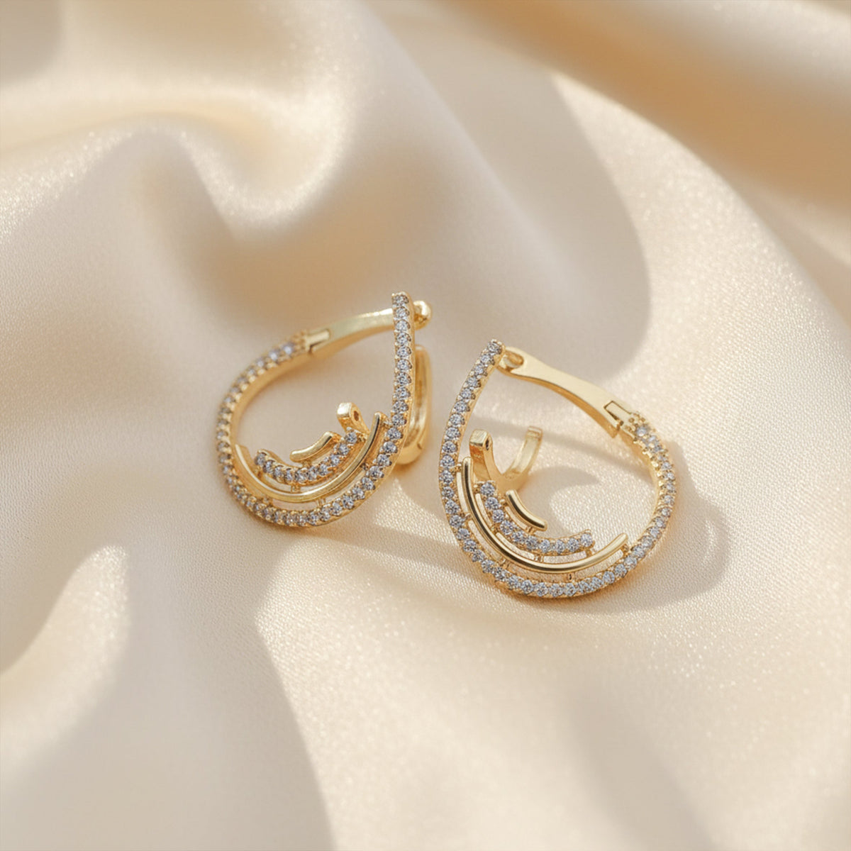 Elite Halo Zircon Hoop Earrings